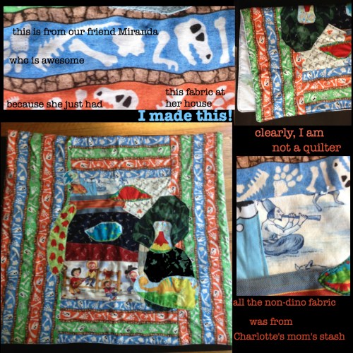 Memorial baby quilt with dinos!