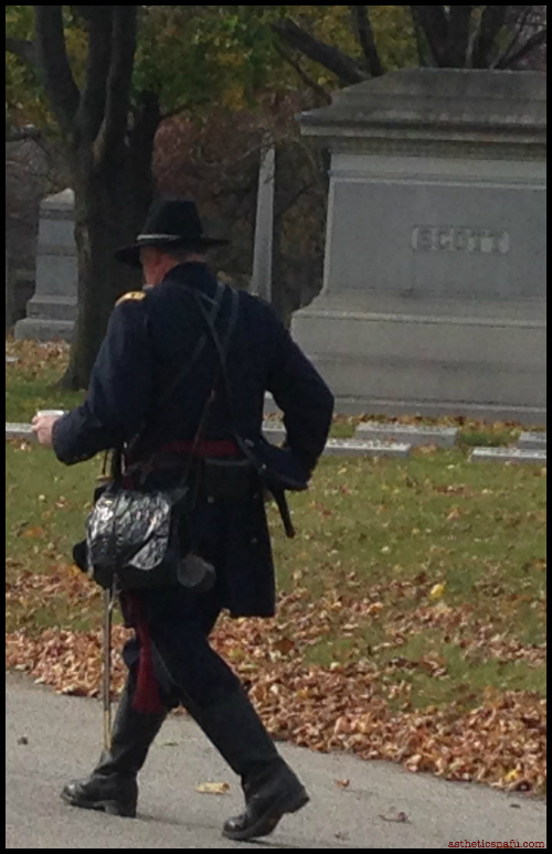 Walking soldier Vetrans Day at Rosehill Cemetery Chicago