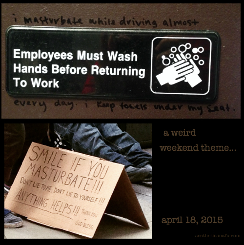 graffiti and sign about masturbation